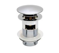 Nes Home | Basin Waste - Slotted Brass Full Head Pop up Overflow Sink Button UK Bathroom Chrome