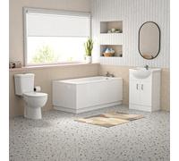 Nes Home Bath Suite 1500mm Bathtub With Front Panel, 550mm Vanity And Toilet