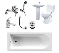 Nes Home Bath Suite Toilet,basin,round Bath With V Basin And Showers Mixer White