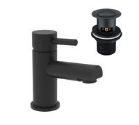 Nes Home Bathroom Basin Single Lever Mixer Tap & Waste Matt Black