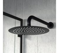 Nes Home Bathroom Black Matt Round Rainfall Modern Overhead Shower Slim Head 250mm Nes Home Black