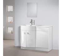 Nes Home Bathroom D Shape White Basin Vanity Wc Unit Cabinet 1100 Left Hand