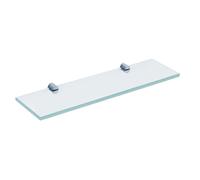 Nes Home Bathroom & Kitchen Clear Toughened Glass Shelf With Chrome Brass Brackets in Silver Nes Home Silver