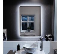 Nes Home Bathroom Modern LED IP44 Illuminated Rectangular Demister Mirror 500 X 700mm in Silver Nes Home Silver