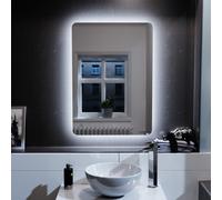 Nes Home Bathroom Modern LED IP44 Illuminated Rectangular Demister Mirror 500 X 700mm in Silver Nes Home Silver