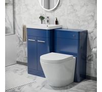 Nes Home Bathroom Royal Blue 500mm Vanity Unit, Basin,Rimless Toilet,WC unit Freestanding Furniture Set