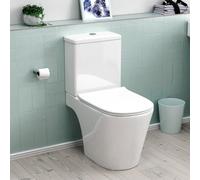 Nes Home Bathroom Short Projection Rimless Close Coupled Toilet Pan & Seat