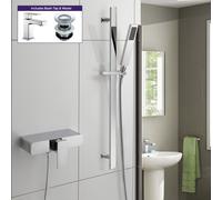 Nes Home Bathroom Slider Rail Kit & Cool Touch Thermostatic Shower Valve Mixer + Tap