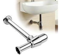 Nes Home Bathroom Standard Basin Sink Pipe Luxury Modern Chrome Round Bottle Trap Waste in Silver Nes Home Silver
