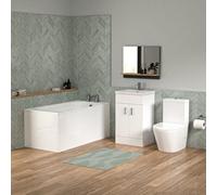 Nes Home Bathroom Suite 1400mm Round Bathtub With Freestanding Vanity & Toilet