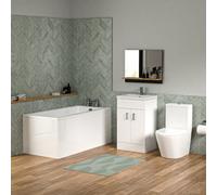Nes Home Bathroom Suite 1400mm Square Bathtub With Freestanding Vanity & Toilet