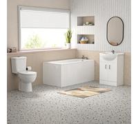 Nes Home Bathroom Suite 1400mm Square Bathtub With Vanity And Toilet With Taps