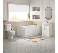 Nes Home Bathroom Suite 1500mm Bathtub With Panel Freestanding Vanity And Toilet