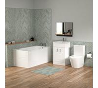 Nes Home Bathroom Suite 1500mm Round Bathtub With Freestanding Vanity & Toilet