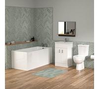Nes Home Bathroom Suite 1500mm Square Bathtub With 500mm Vanity And Toilet
