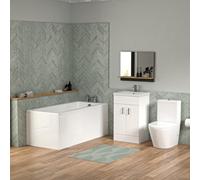 Nes Home Bathroom Suite 1500mm Square Bathtub With Freestanding Vanity & Toilet