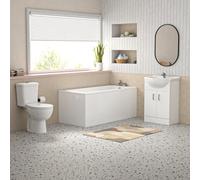 Nes Home Bathroom Suite 1500mm Square Bathtub With Vanity And Toilet With Taps