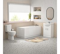 Nes Home Bathroom Suite 1600mm Bathtub With Front Panel, Vanity And Toilet