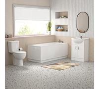 Nes Home Bathroom Suite 1600mm Bathtub With Panel, Vanity And Toilet With Taps