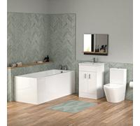 Nes Home Bathroom Suite 1600mm Square Bathtub With Freestanding Vanity & Toilet