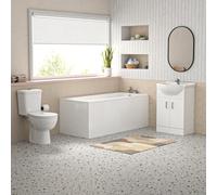 Nes Home Bathroom Suite 1600mm Square Bathtub With Vanity And Toilet With Taps