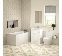 Nes Home Bathroom Suite 600mm Floorstanding Vanity With Toilet and 1400mm Bathtub