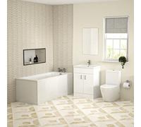 Nes Home Bathroom Suite 600mm Freestanding Vanity With Toilet And Square Bathtub