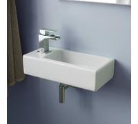 Nes Home Bathroom Wall Hung Cloakroom Ceramic Compact Basin Sink Left Hand in White Nes Home White