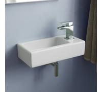 Nes Home Bathroom Wall Hung Cloakroom Ceramic Compact Basin Sink Right Hand in White Nes Home White