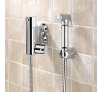 Nes Home Bidet Douche & Mini Thermostatic Bar Valve with Spray Kit in Metallic Silver Nes Home Metallic Silver