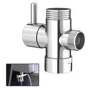 Nes Home T-Adapter Shut-Off Valve for Shower Head Arm Diverter with Lever Chrome