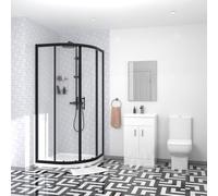 Nes Home Bilton Matte Black Quadrant Shower Enclosure With Basin Vanity, Close Coupled Toilet