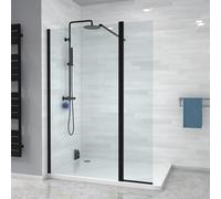 Nes Home Black 1000mm Shower 8mm Tempered Glass Screen with 30omm Flipper Panel