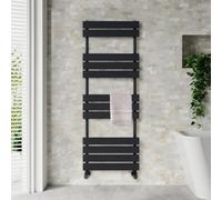 Nes Home Black 1200 X 450mm Flat Panel Heated Towel Rail Radiator