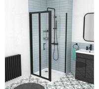Nes Home Black 700mm Bi-fold Shower Door, 700mm Side Panel Tempered Glass