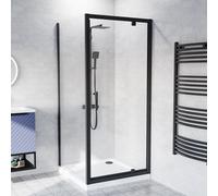 Nes Home Black 800 X 760mm Pivot Door Shower Enclosure & Side Panel
