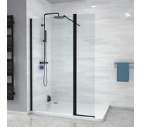 Nes Home Wet Room 900 Shower Enclosure Screen and Flipper Return Panel 8mm Black