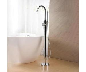 Nes Home Blossom Modern Chrome Round Floor Mounted Freestanding Bath Shower Mixer Tap