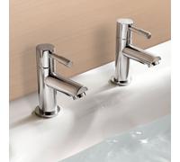 Nes Home Blossom Modern Chrome Single Pair Of Hot & Cold Basin Sink Taps in Silver Nes Home Silver