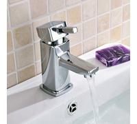 Nes Home Boston Cloakroom Basin Mono Mixer Tap Chrome Square Single Lever Solid Brass