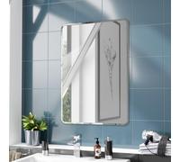 Nes Home Bowen 500 x 700 Round Corner Bathroom Mirror in Silver Nes Home Silver