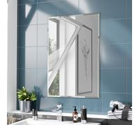 Nes Home Bowen 500 x 700 Straight Corner Bathroom Mirror in Silver Nes Home Silver