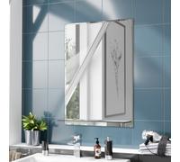 Nes Home Bowen 500 x 700 Straight Corner Bathroom Mirror with Glass Shelf in Silver Nes Home Silver
