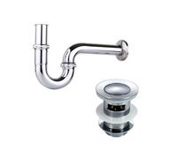 Nes Home Brass Bathroom Sink Drain P-Trap Chrome Plated + Basin Waste
