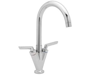 Nes Home | Bratton Kitchen Sink Tap Twin Lever Monobloc Mono Mixer Spout Chrome