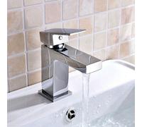 Nes Home Brayton Modern Square Chrome Basin Mono Mixer Tap