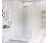 Nes Home Brushed Brass 1000mm Screen 8mm Tempered Glass With 300mm Flipper Panel