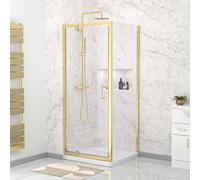Nes Home Brushed Brass 800 x 760mm Pivot Door Shower Enclosure & Side Panel