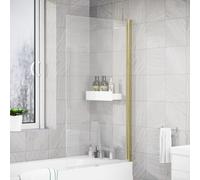 Nes Home Brushed Brass 800mm Framed Pivot Swing Door Bath Screen Reversible