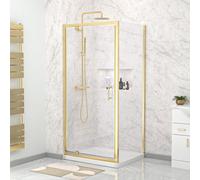 Nes Home Brushed Brass 900 x 760mm Pivot Door Shower Enclosure & Side Panel